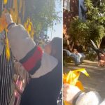 Woman filmed cutting down ribbons for Hamas hostages in London’s Muswell Hill