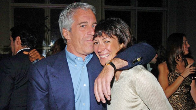 Jeffrey Epstein and Ghislaine Maxwell pictured at a party.