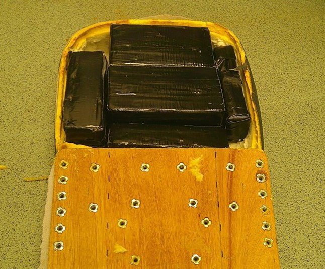 Undated National Crime Agency handout photo of the packages found in the seat of Ronald Lord's mobility scooter. Lord from Montreal in Canada, has been jailed after he was stopped at Gatwick Airport where border force staff found eight kilograms of the drug. Issue date: Monday September 8, 2025. PA Photo. Photo credit should read: National Crime Agency/PA Wire NOTE TO EDITORS: This handout photo may only be used in for editorial reporting purposes for the contemporaneous illustration of events, things or the people in the image or facts mentioned in the caption. Reuse of the picture may require further permission from the copyright holder.