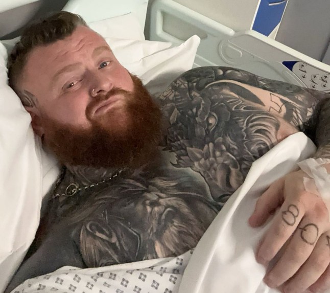 PIC FROM KENNEDY NEWS AND MEDIA (PICTURED: NATHAN RIMMINGTON, 33, IN HOSPITAL AFTER EATING 3KG OF HARIBO COLA BOTTLES) An HGV business owner claims gorging on 3KG OF HARIBO SWEETS saw him hospitalised in agony - leaving him with 'cola bottle PTSD'. Nathan Rimmington, from Barnsley, South Yorkshire, got a sudden craving for cola bottle sweets and, as he 'couldn't be bothered' to go to a shop, ordered them online. The 33-year-old plumped for an ??18 3kg 'bulk bag' on Amazon, which are normally bought by sweet shop owners, and eagerly waited for them to land on his doorstep. DISCLAIMER: While Kennedy News and Media uses its best endeavours to establish the copyright and authenticity of all pictures supplied, it accepts no liability for any damage, loss or legal action caused by the use of images supplied and the publication of images is solely at your discretion. SEE KENNEDY NEWS COPY - 0161 697 4266