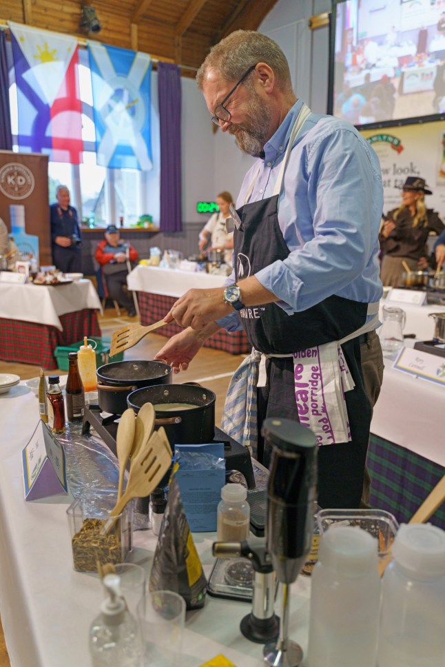 Winner Sven Seljom from Mandal in Norway, who made his porridge from Norwegian Black Oats. 2025 World Porridge Making Championship held in Carrbridge in the Scottish Highlands. (Picture: Michael Harley)