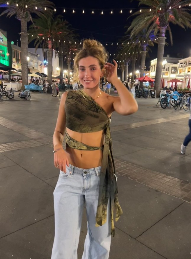 Josie North in Los Angeles before her nut ordeal on board a flight.