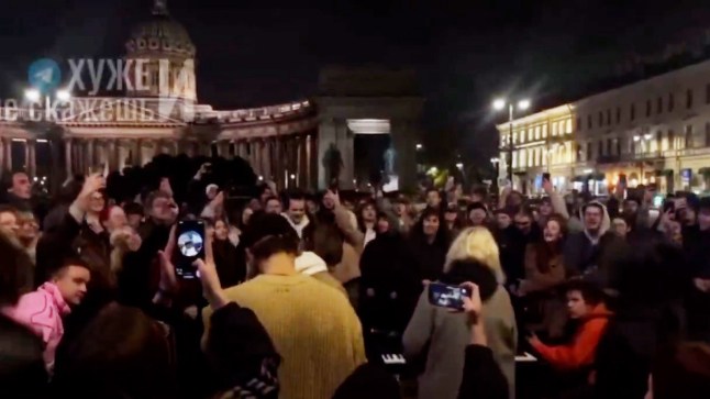 Uncleared grabs Hundreds call for Putin to be overthrown in huge gathering at St Petersburg in rare display of public dissent against the dictator as Ukraine's long-range strikes bring war home to Russians. Credit: X
