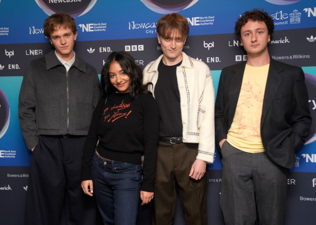 English Teacher arriving for the 2025 Mercury Music Prize awards show, at the Utilita Arena, Newcastle. Picture date: Thursday October 16, 2025. PA Photo. Photo credit should read: Danny Lawson/PA Wire