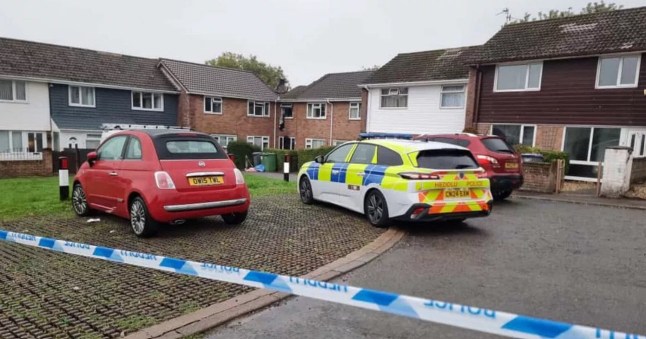 Police at the scene of a house fire in Henllys Way on Sunday