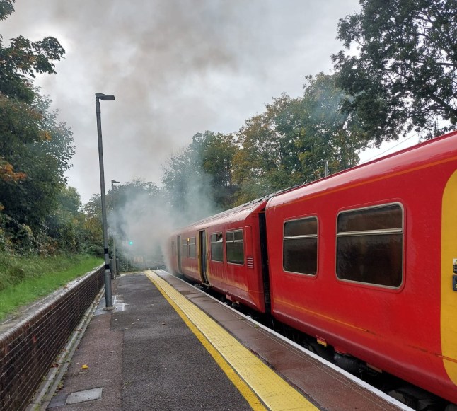 South Western trains carriage explodes into flames at Fulwell station