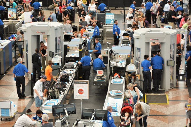 Denver, CO, USA. July 27, 2019. Travelers in long lines at Denver International Airport going thru the Transportation Security Administrations (TSA) security screening areas to get to their flights.; Shutterstock ID 1463547920; purchase_order: -; job: -; client: -; other: -
