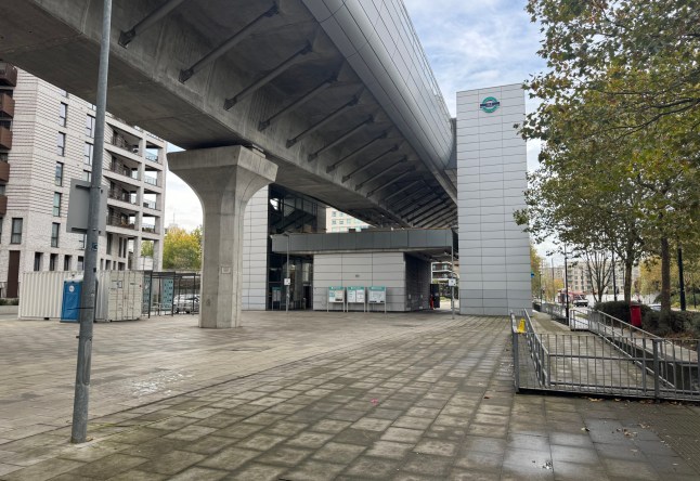 Genera view of the Pontoon Dock DLR station in east London. Anthony Williams, the man alleged to have carried out a stabbing spree on a high-speed train in Cambridgeshire, is also accused of a knife attack at the London station earlier that day. Picture date: Monday November 3, 2025. PA Photo. Photo credit should read: Carla Feric/PA Wire