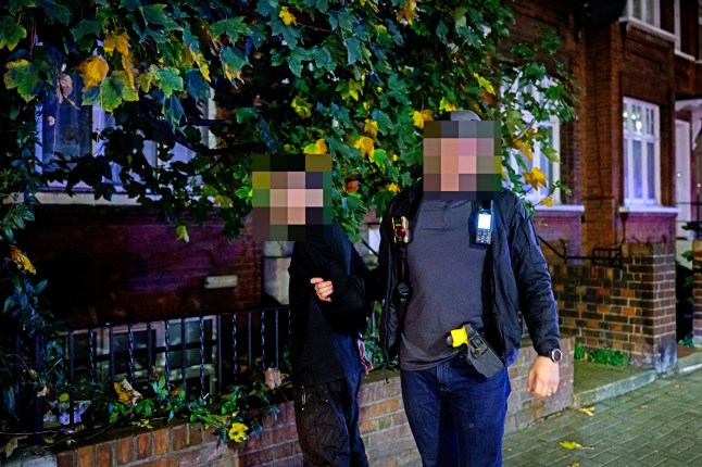 FOR METRO 2025-11-06, London UK: Metropolitan Police ???Interceptors??? conduct an arrest after a pursuit through West London today as part of the Metropolitan Police???s Operation Baselife. The elite police officers in the Tactical Pursuit and Containment (TPAC) are highly trained to engage in high-speed pursuits to stop criminal activity.