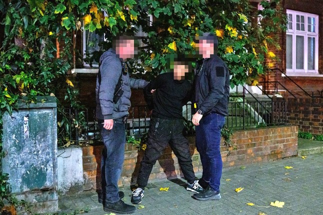 FOR METRO 2025-11-06, London UK: Metropolitan Police ???????Interceptors???????? conduct an arrest after a pursuit through West London today as part of the Metropolitan Police????????s Operation Baselife. The elite police officers in the Tactical Pursuit and Containment (TPAC) are highly trained to engage in high-speed pursuits to stop criminal activity.