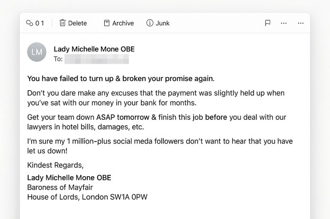 Baroness Bra's bust-up with builders over ?17million mansion