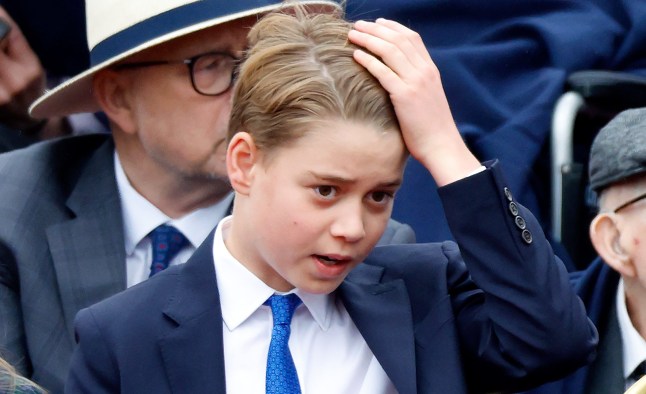 Prince George of Wales attends a military procession