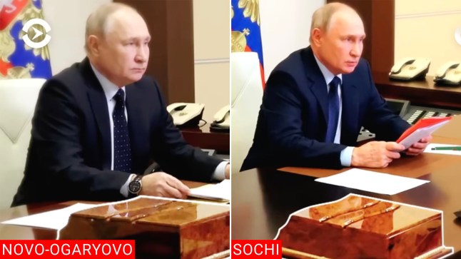 Putin uses replica offices - pictured - to disguise his location