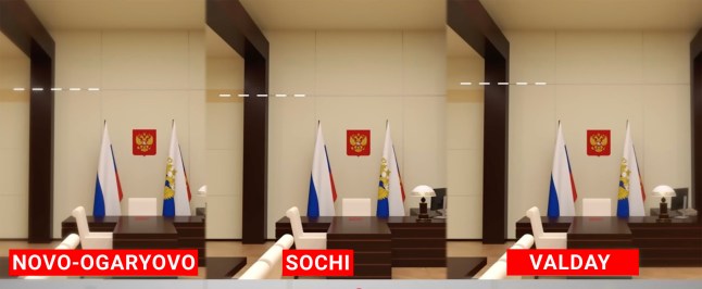 Putin uses replica offices - pictured - to disguise his location as new investigation reveals he pretends to be in Moscow, while staying in Sochi, by the Black Sea, or in his secluded forest palace in Valdai