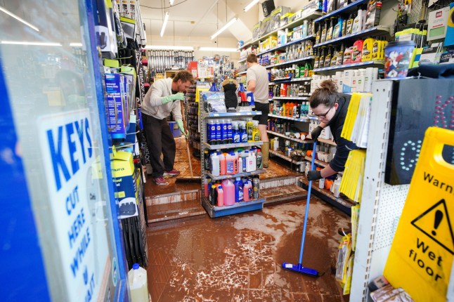 Flood damage in Monmouth in south-east Wales, after dozens of people were rescued from their homes or evacuated in the town, following severe flooding when the River Monnow burst its banks. South Wales Fire and Rescue declared a major incident in Monmouth in the early hours of Saturday following flooding across the town and surrounding communities. Picture date: Sunday November 16, 2025. PA Photo. Photo credit should read: Ben Birchall/PA Wire
