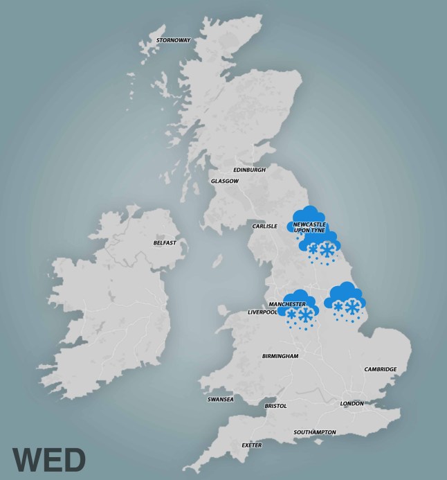 Where in the UK will get snow? Metro map
