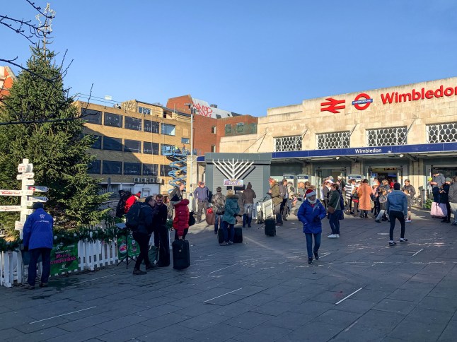 Hanukkah celebration near Wimbledon underground station in London