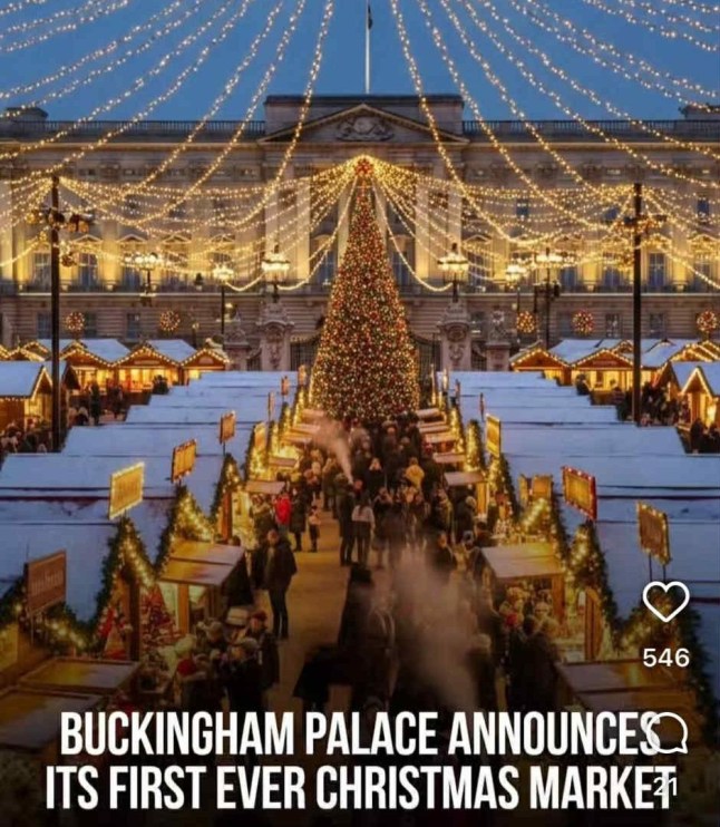 Fake Christmas Market outside of Buckingham Palace