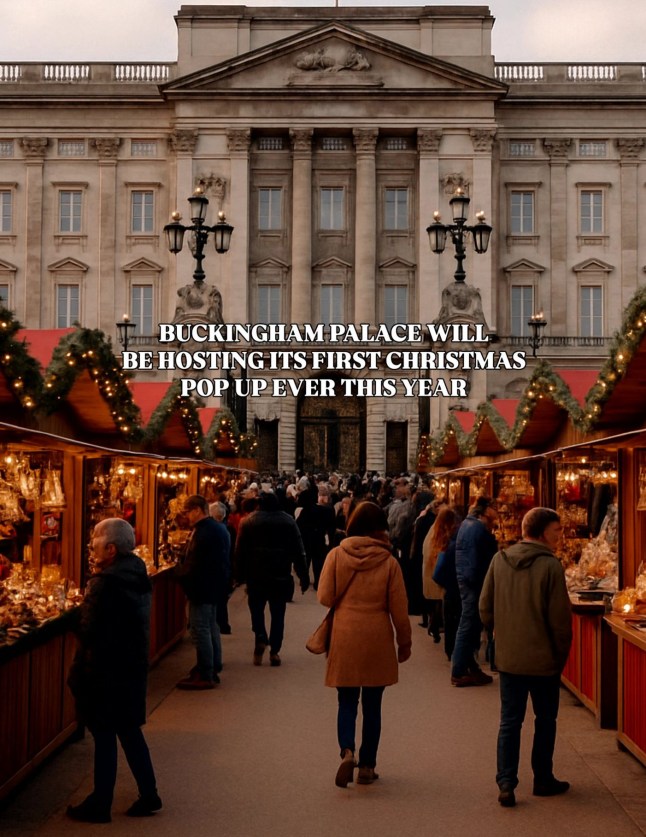 Fake Christmas Market outside of Buckingham Palace