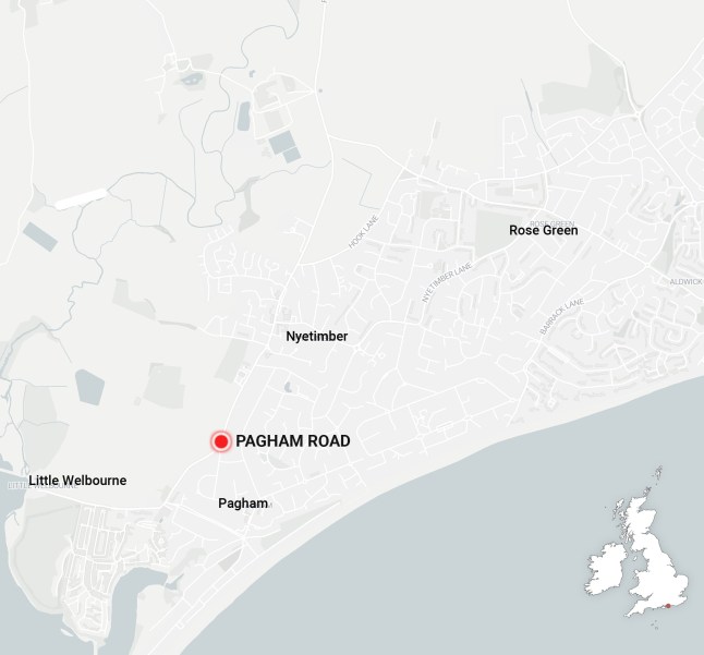 Map displaying where Pagham Road is People evacuated from homes after car crashes into gas substation Picture: metro