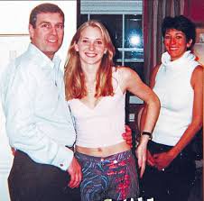 Virginia Roberts (center, in 2001) said Ghislaine Maxwell, right, recruited her as a sex slave for billionaire financier Jeffrey Epstein, left, a friend of Prince Andrew.