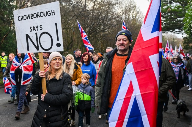 Peaceful Protest Takes Place At Crowborough Training Camp Earmarked To House Migrants