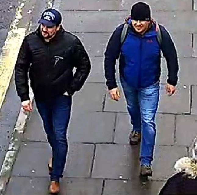 Undated handout file CCTV image issued by the Metropolitan Police of Russian Nationals Ruslan Boshirov and Alexander Petrov (right) on Fisherton Road, Salisbury at 13:05hrs on March 4 2018. The CPS issued European Arrest Warrants for the extradition of the two Russian Nationals in connection with the Novichok poisoning attack on Sergei Skripal and his daughter Yulia. A third Russian spy faces charges of attempted murder over the Salisbury Novichok poisonings. Issue date: Tuesday September 21, 2021. PA Photo. Denis Sergeev, who used the alias Sergey Fedotov while in the UK, faces a string of charges including trying to kill former Russian spy Sergei Skripal, his daughter Yulia and ex-police officer Nick Bailey. See PA story POLICE Salisbury. Photo credit should read: Metropolitan Police/PA Wire NOTE TO EDITORS: This handout photo may only be used in for editorial reporting purposes for the contemporaneous illustration of events, things or the people in the image or facts mentioned in the caption. Reuse of the picture may require further permission from the copyright holder.