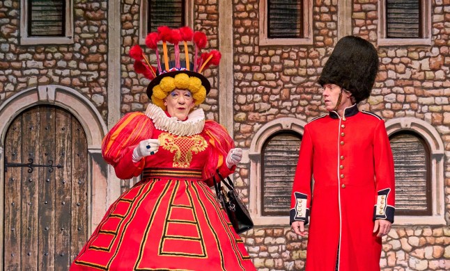 Ian McKellen and John Bishop / Mother Goose the pantomime starring Ian McKellen as Mother Goose and John Bishop as Vic Goose at the Theatre Royal Brighton before transferring to the Duke Of York?s Theatre ahead of a UK and Ireland tour. ** PLEASE CREDIT ** Photo by Manuel Harlan /