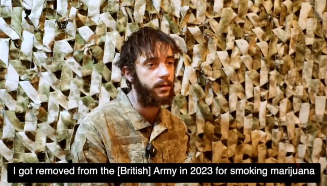 Former British army soldier Hayden William Davies, 30, born in Southampton, seen in a Russian propaganda video after being captured in the war after fighting for Ukraine in Donetsk region.