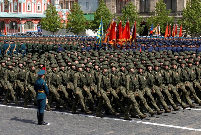 FILE PHOTO: Russian soldiers, who were involved in the country's military campaign in Ukraine, march in columns during a parade on Victory Day, marking the 80th anniversary of the victory over Nazi Germany in World War Two, in Red Square in central Moscow, Russia, May 9, 2025. REUTERS/Maxim Shemetov/File Photo