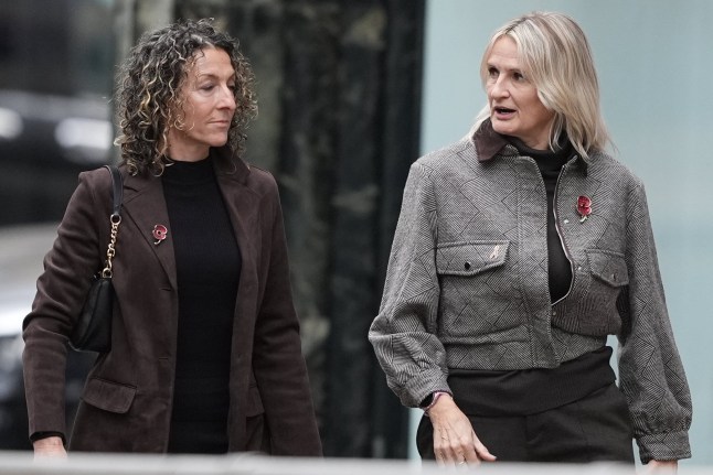 Lucy Ward (right) arrives at Liverpool Crown Court, where Joey Barton is appearing on 12 charges of sending grossly offensive communications, relating to social media posts referring to Jeremy Vine, and football TV commentators and pundits Lucy Ward and Eni Aluko. Picture date: Tuesday November 4, 2025. PA Photo. Photo credit should read: Peter Byrne/PA Wire