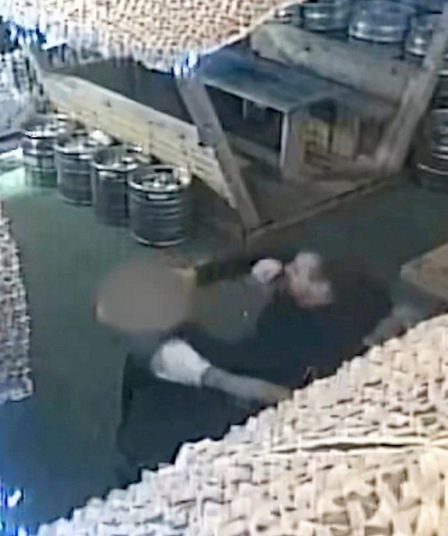 Shocking CCTV shows the sickening moment a thug stubs a cigarette out in a disabled man?s eye. // David Brown, 40, launched at the victim as he entered a pub beer garden on a mobility scooter. Footage shows Brown launch at the man and shove his lit cigarette into his face in the pub in South Street, Hucknall, Notts. The victim toppled out of the scooter and the pair scuffled on the ground before other pub goers pulled Brown away. Police were called and arrested Brown after the attack which happened at around 8pm on December 29, 2023. Brown, of Hucknall, denied grievous bodily harm with intent but was found guilty after a trial at Nottingham Crown Court in October. On Friday (28/11) he was jailed for four-and-a-half years. Photo released 01/12/2025