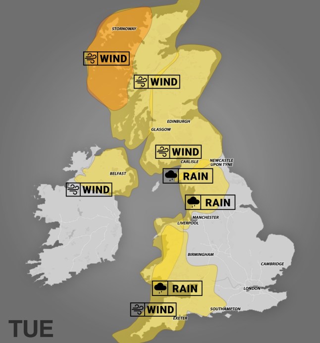 Weather warnings UK Weather map 09/12 picture: Metro