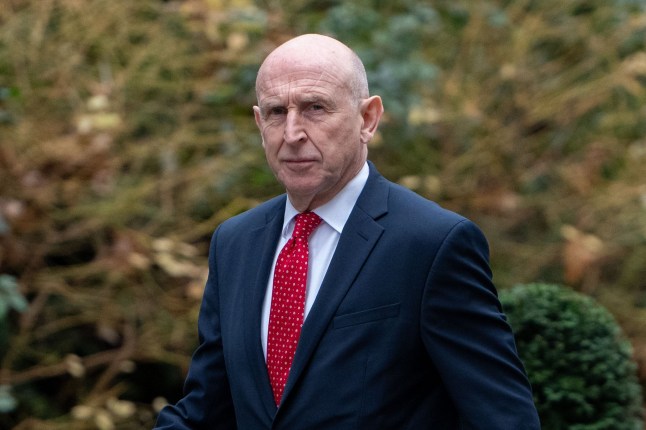 Mandatory Credit: Photo by Thomas Krych/ZUMA Press Wire/Shutterstock (16065119am) JOHN HEALEY, Defence Secretary, arrives at Downing Street for a weekly Cabinet Meeting. Cabinet Meeting In Downing Street, London, England, United Kingdom - 09 Dec 2025