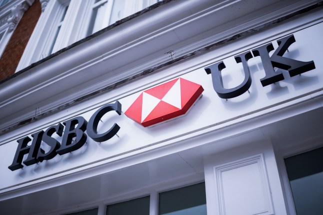 A sign above an HSBC Holdings Plc bank branch in Maidstone, UK, on Friday, April 25, 2025. HSBC are due to report their first-quarter earnings on Tuesday, April 29. Photographer: Chris Ratcliffe/Bloomberg via Getty Images