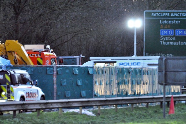 The scene of the crash where three people have died on the A46 in Leicestershire. December 13, 2025. // Three people have died in a single-vehicle collision on the A46 city bound between Thrussington and Sileby in the early hours of Saturday morning (13 December). The police were called at 1.01am, by a fourth person, who was also in the car at the time of the collision. She has suffered minor injuries. The car ? a blue BMW 5 series ? was travelling southbound when it left the road. Detectives from the Serious Collision Investigation Unit (SCIU) have been working throughout the night and today at the scene to gather evidence and to begin to establish what has happened Photo released 14/12/2025