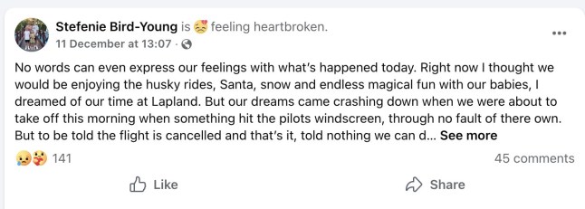 Hundreds of kids were left in tears after a flight to visit Santa in Lapland was axed on the runway Facebook