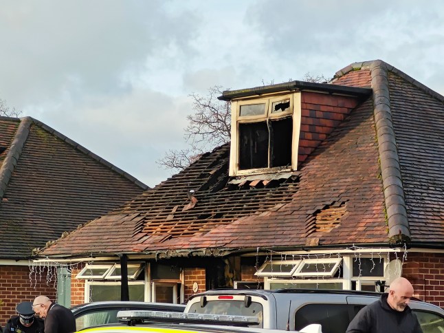 Pictured: Emergency services attend the scene of a house fire in Totton, Hants. A woman has died in a house fire with a man in his 60s fighting for his life in hospital. It is understood that the 25-year-old woman was trapped upstairs when her parents fled their home as the 'inferno' broke out at 10.50pm on Saturday night. Neighbour John Reid battled to put out what he thought initially was a small fire at the front of the property. His wife Jo Reid called 999 after the couple were alerted to the fire by their son. SEE OUR COPY FOR DETAILS. Please byline: Daily Echo/Solent News ?? Daily Echo/Solent News & Photo Agency UK +44 (0) 2380 458800
