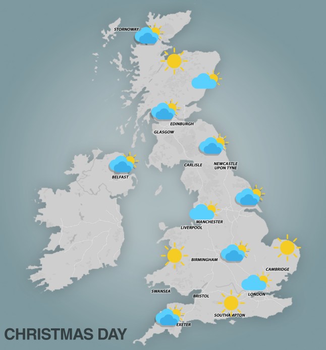 METRO GRAPHICS Christmas Day weather forecast (Picture: Metro)