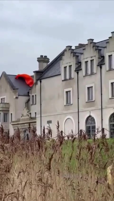 Footage shows the last moments in the air when he was paragliding around the Lough Erne Resort in Co. Fermanagh. Specialist rescue teams from Northern Ireland Fire and Rescue Service & Northern Ireland Ambulance Service. He was Rescue from the roof and transferred to hospital after a lengthy rescue