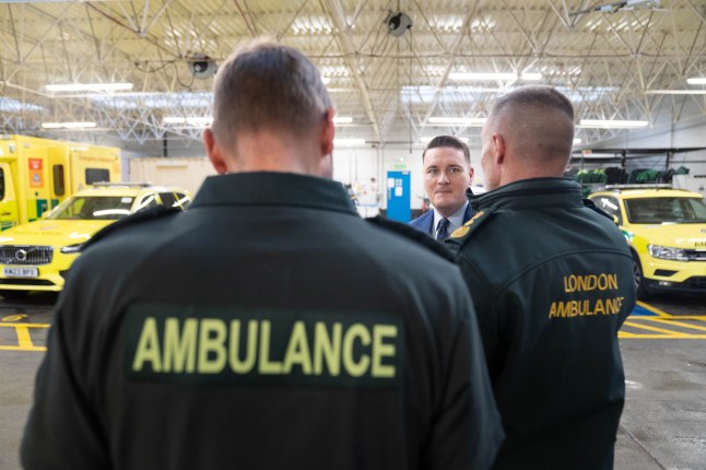 EMBARGOED TO 0001 WEDNESDAY DECEMBER 31 Health Secretary Wes Streeting during a visit to Wimbledon Ambulance Station, south west London, to mark 500 new ambulances being deployed across England. The vehicles, which will replace old ambulances across England, represent one of the biggest upgrades to the NHS fleet in recent years and have been rolled out to every region of England, helping emergency services respond faster and more reliably through winter. Picture date: Thursday December 18, 2025. PA Photo. Photo credit should read: Stefan Rousseau/PA Wire