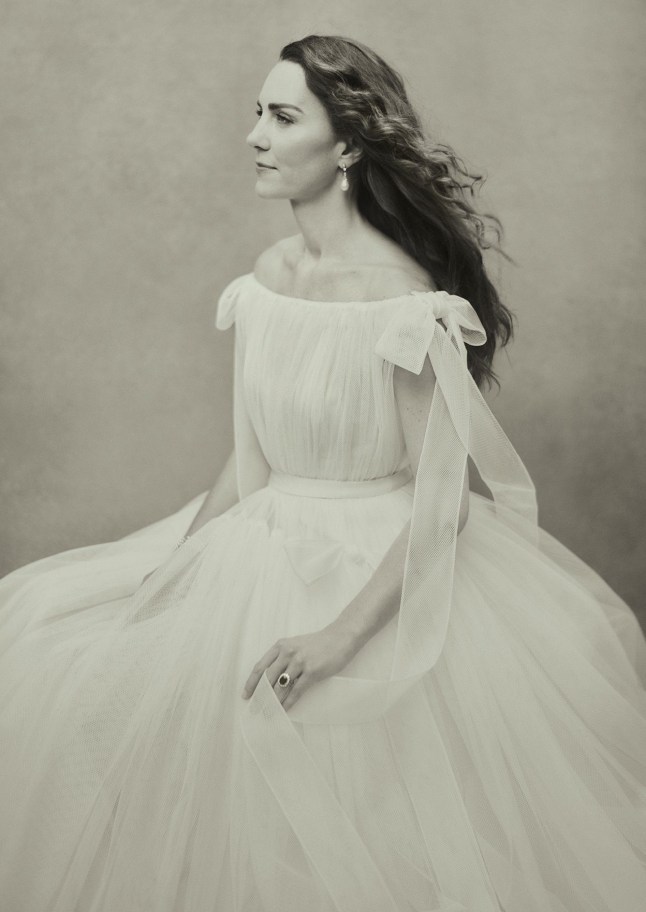 EMBARGOED. NOT FOR PUBLICATION IN PRINT OR ONLINE, OR ONWARD TRANSMISSION, UNTIL 2230 SATURDAY JANUARY 8, 2022. Copyright in this image is jointly vested in the Duke and Duchess of Cambridge and Paolo Roversi. Please credit Paolo Roversi. Not for use after 31st December 2022 without prior permission from Kensington Palace. News editorial use only; no commercial use including any use in merchandising, advertising or any other non-editorial use; no charge should be made for the supply, release or publication of the photographs; image must not be digitally enhanced, manipulated or modified. This is one of three new photographic portraits released by Kensington Palace of the Duchess of Cambridge who celebrates her 40th birthday on Sunday. Taken at Kew Gardens in November 2021 by photographer Paolo Roversi, the portraits will enter the permanent Collection of the National Portrait Gallery, of which The Duchess is Patron. Issue date: Saturday January 8, 2022. See PA story ROYAL Kate. Photo credit should read: Paolo Roversi/PA Wire NOTE TO EDITORS: This handout photo may only be used in for editorial reporting purposes for the contemporaneous illustration of events, things or the people in the image or facts mentioned in the caption. Reuse of the picture may require further permission from the copyright holder.