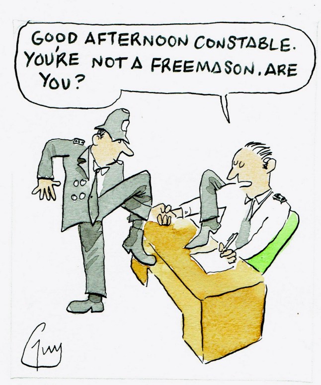 Guy Venables cartoon for Metro Police Freemasons Freemason