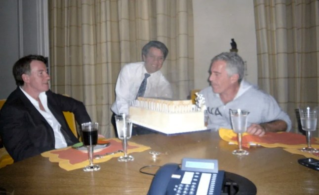 Mandatory Credit: Photo by Department Of Justice/ZUMA Press Wire/Shutterstock (16154365ak) DATE and LOCATION UNIDENTIFIED. The Justice Department has released files tied to convicted sex offender Jeffrey Epstein. PETER MANDELSON, left, and JEFFREY EPSTEIN, right, celebrating a birthday. Justice Department Releases Epstein Photos - 19 Dec 2025