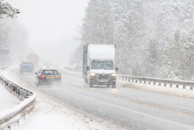 Traffic on A9, south of Inverness. Amber weather warnings have been expanded after coming into force in parts of Scotland, as forecasters warn of heavy snow that could bring blizzard conditions and travel disruption.