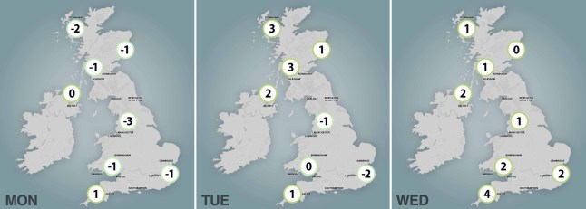 Weather temperature map