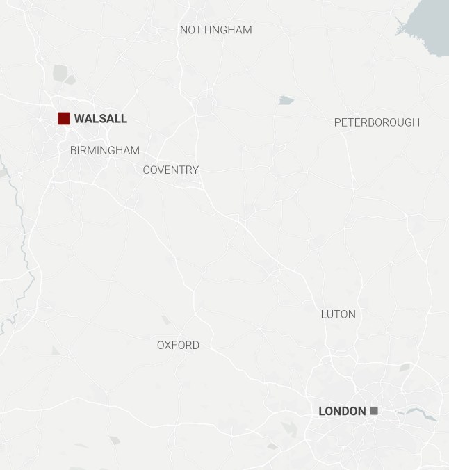 Map showing the location of Walsall in the UK.