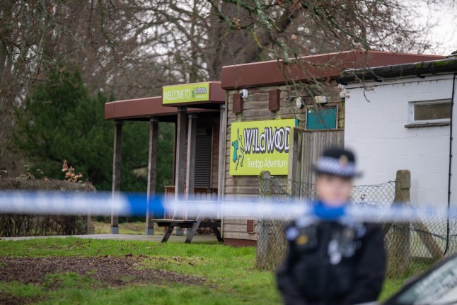 Police at the scene of murder investigation that has been launched following the death of a teenage boy in Guildford, Yesterday in Stoke Park at 18:10, Guildford Surrey, 20th January 2026 // A murder probe has been launched following the death of a teenage boy in Guildford. Emergency services were called to reports of a stabbing in woodland off Lido Road in Stoke Park - near to Guildford College - at around 6:10pm last night (Mon). Despite their best efforts a teenage boy died at the scene, Surrey Police said. An investigation is now underway. No arrests have been made. Photo released 20/01/2026